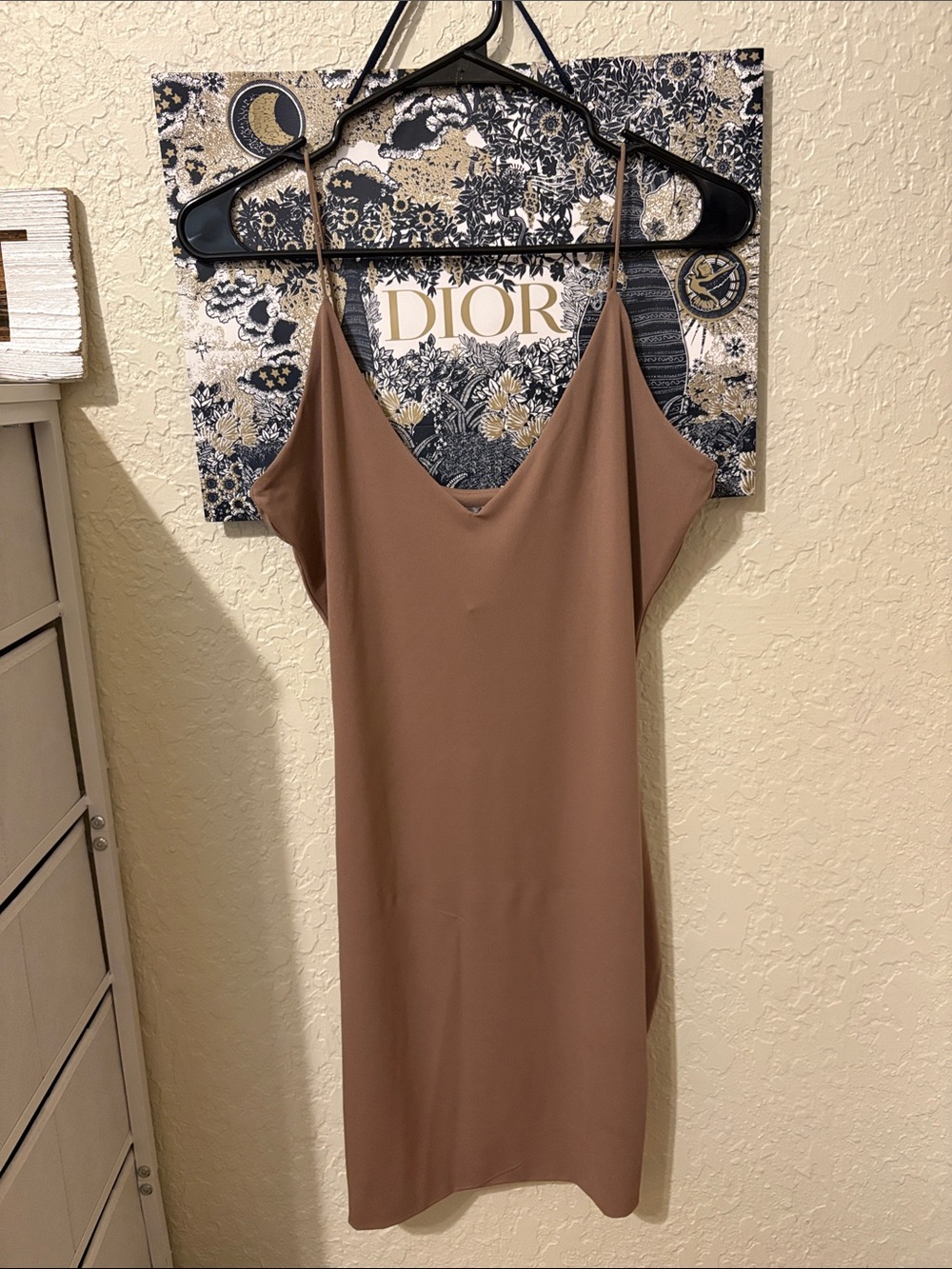 Simple Slip Dress in M Brown